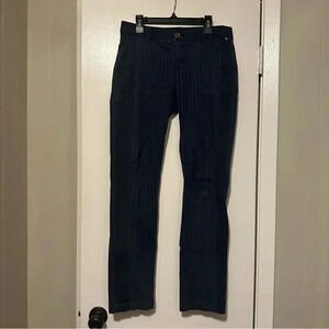 Pilcro Anthropologie navy striped pants hyphen fit size 26